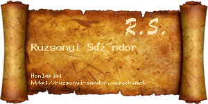 Ruzsonyi Sándor névjegykártya